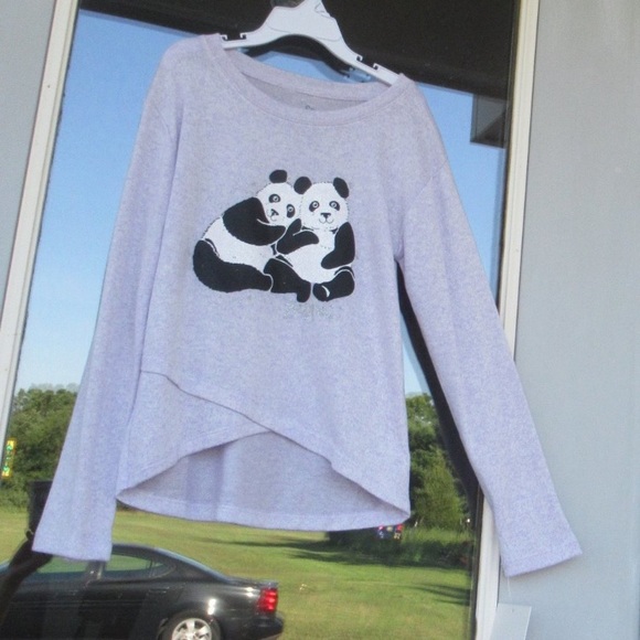 3/$12 SO Panda Besties cozy glitter graphic top girls size 7 - Picture 6 of 17